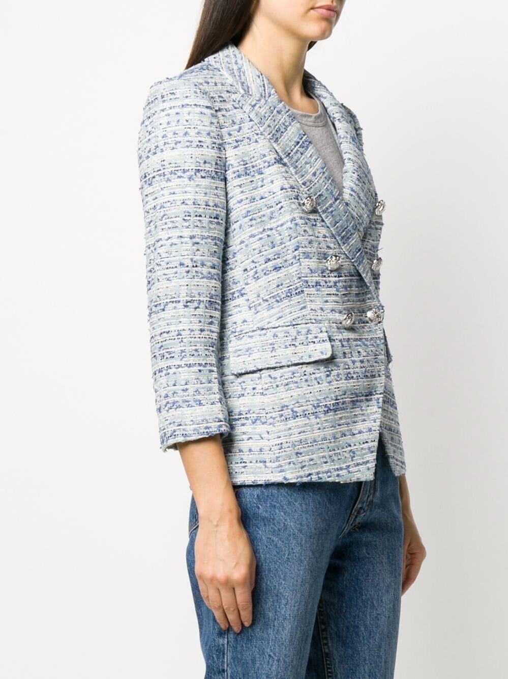 Veronica Beard Empire Tweed Double Breasted Dickey Jacket